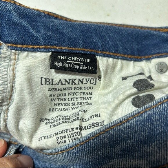 Blanc NYC Women’s The Christie Jeans Size 28 High Rise Crop Wide Leg Denim - Picture 3 of 4